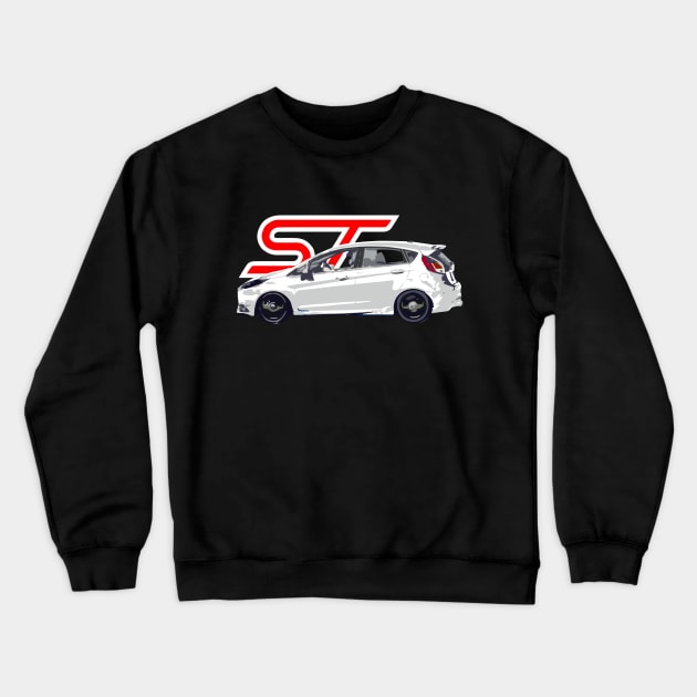 Ford Fiesta ST Oxford White Racing Crewneck Sweatshirt by cowtown_cowboy